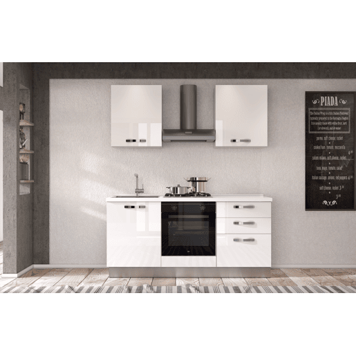 Cozinha com eletrodomésticos GILDA ICE 180cm esquerda branco brilhante