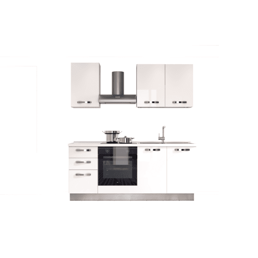 Cozinha com eletrodomésticos GILDA ICE 195cm direita branco brilhante Cozinha com eletrodomésticos GILDA ICE 195cm direita branco brilhante