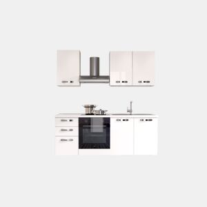 Cozinha com eletrodomésticos GILDA ICE 195cm direita branco brilhante