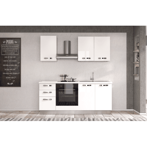 Cozinha com eletrodomésticos GILDA ICE 195cm direita branco brilhante Cozinha com eletrodomésticos GILDA ICE 195cm direita branco brilhante