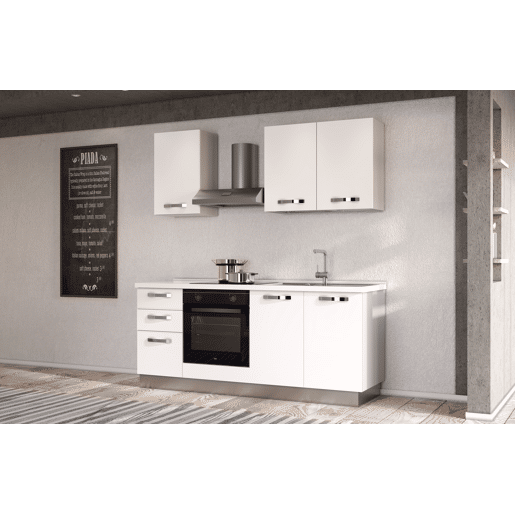 Cozinha com eletrodomésticos GILDA ICE 195cm direita branco brilhante Cozinha com eletrodomésticos GILDA ICE 195cm direita branco brilhante