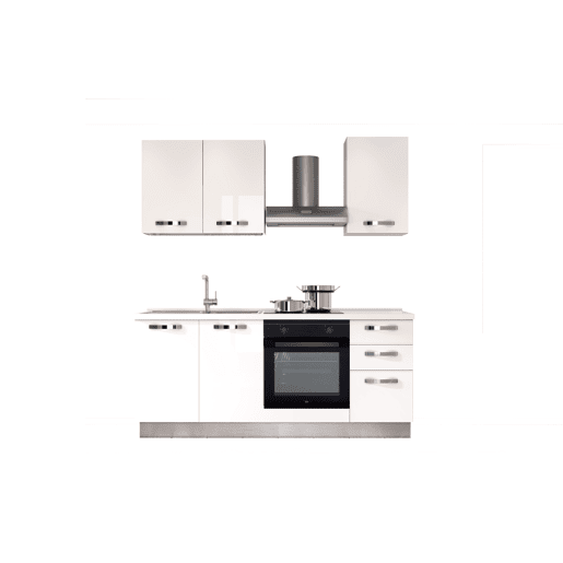 Cozinha com eletrodomésticos GILDA ICE 195cm esquerda branco brilhante