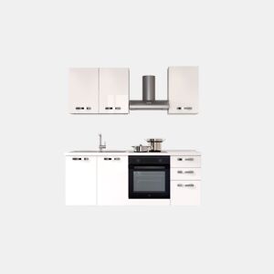 Cozinha com eletrodomésticos GILDA ICE 195cm esquerda branco brilhante