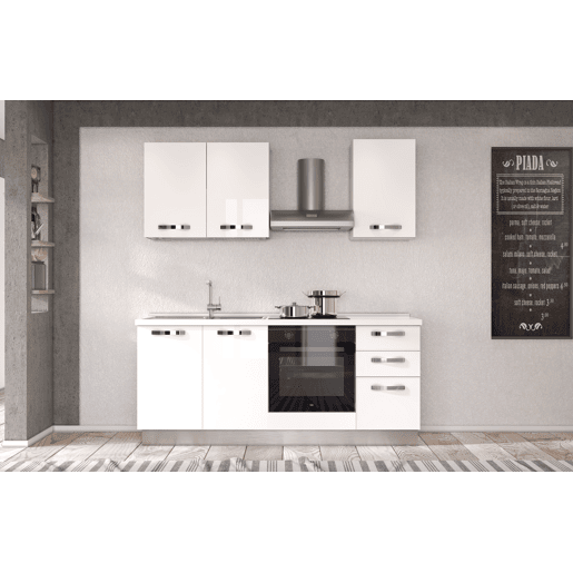 Cozinha com eletrodomésticos GILDA ICE 195cm esquerda branco brilhante