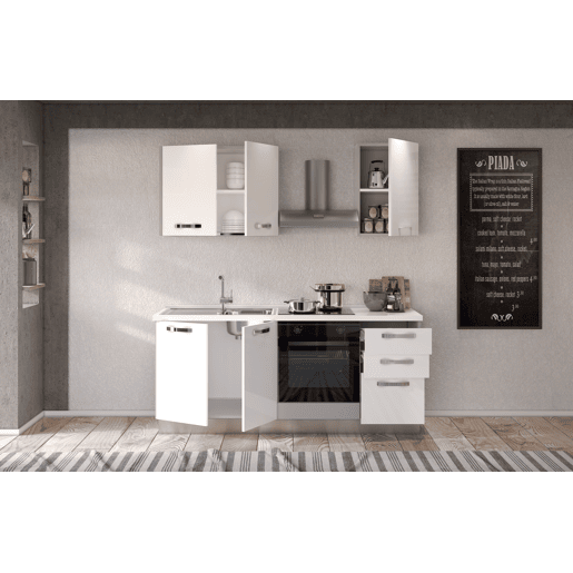 Cozinha com eletrodomésticos GILDA ICE 195cm esquerda branco brilhante