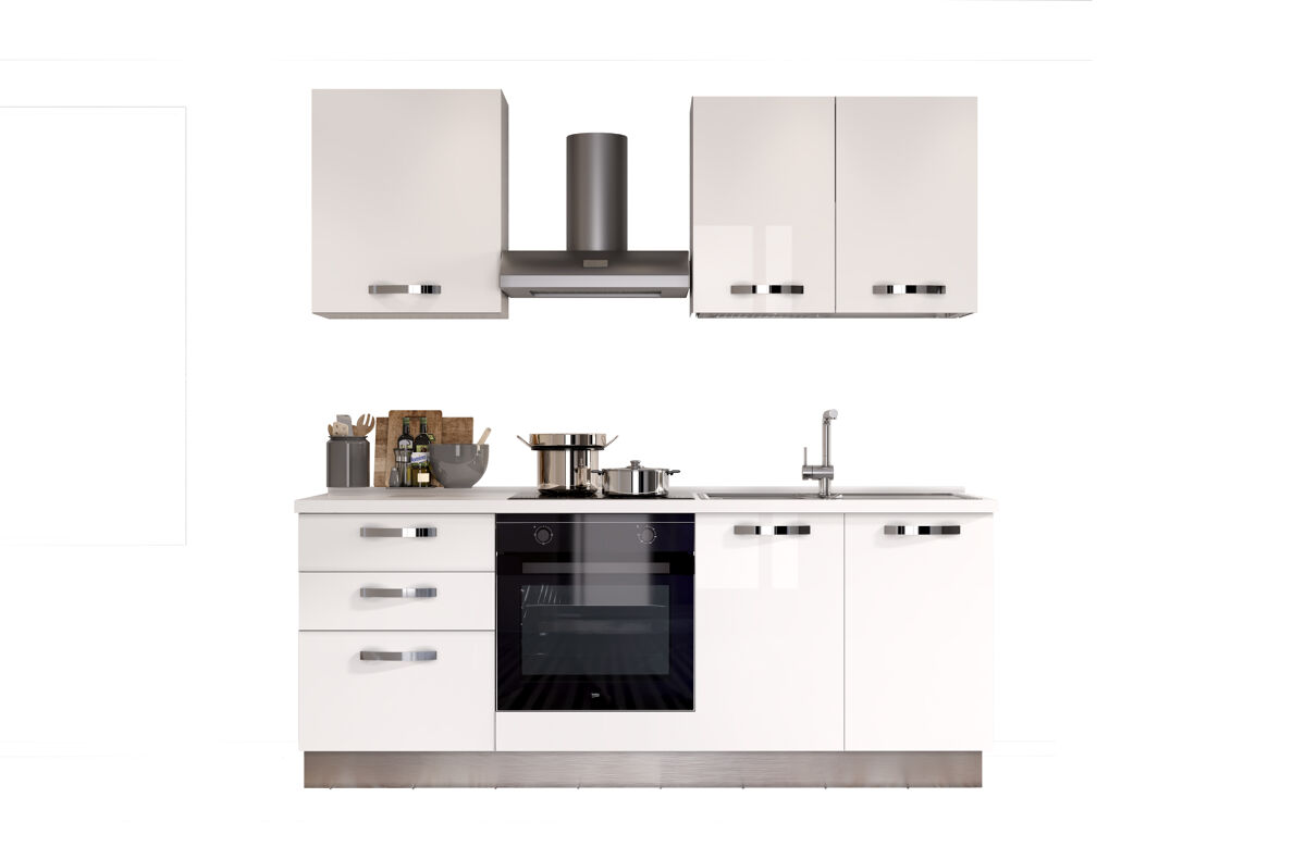 Cocina GILDA ICE derecha blanco brillo y gris claro