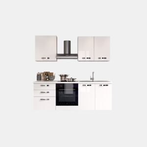 Cozinha com eletrodomésticos GILDA ICE 210cm direita branco brilhante