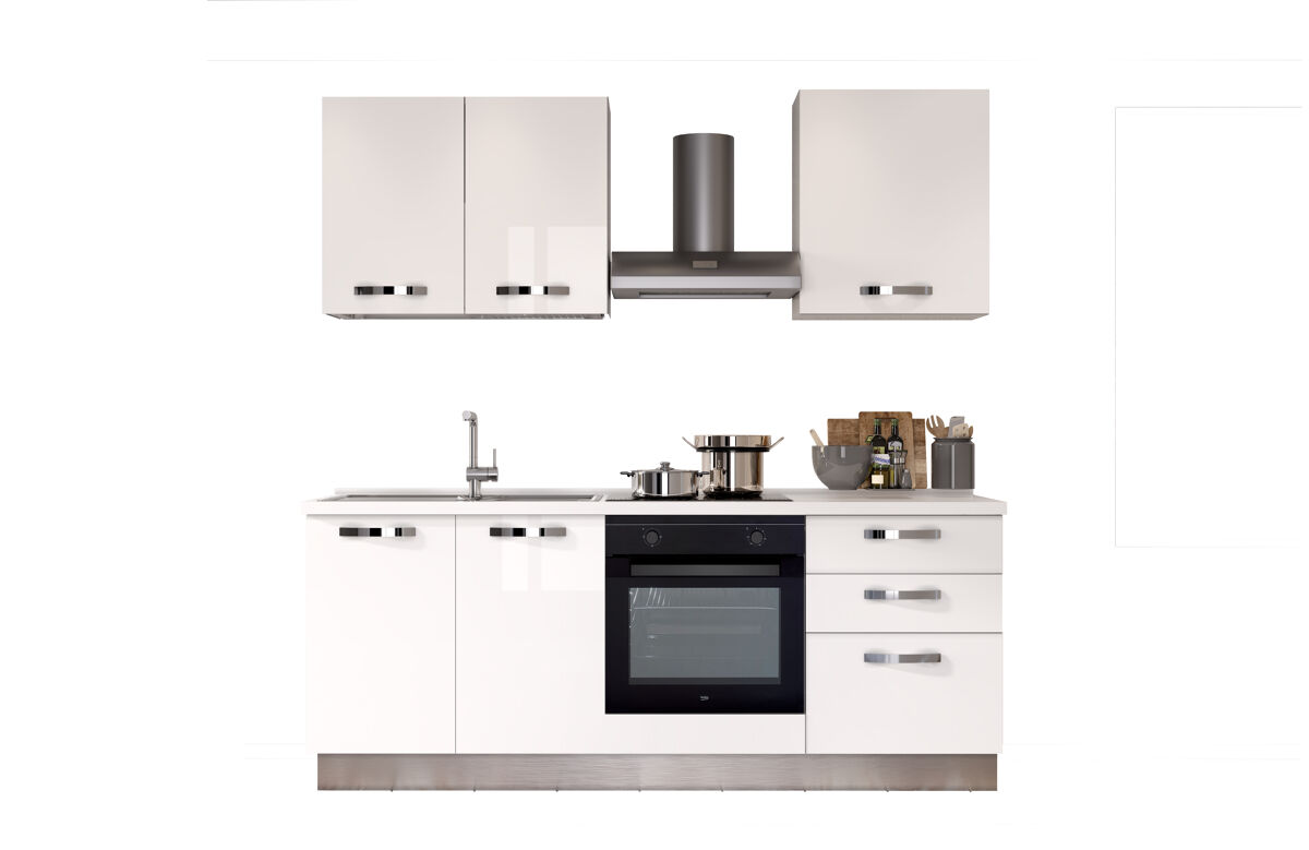 Cocina GILDA ICE izquierda blanco brillo y gris claro