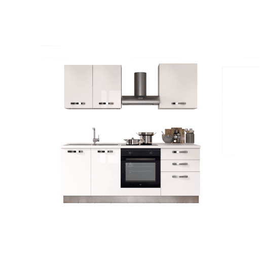 Cozinha com eletrodomésticos GILDA ICE 210cm esquerda branco brilhante