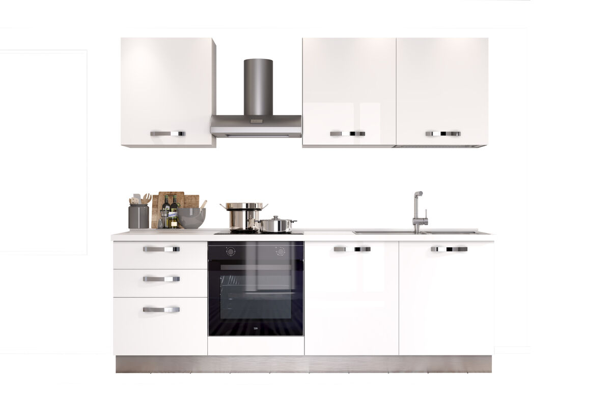 Cocina GILDA ICE derecha blanco brillo y gris claro