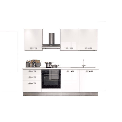 Cozinha com eletrodomésticos GILDA ICE 240cm direita branco brilhante