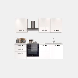 Cozinha com eletrodomésticos GILDA ICE 240cm direita branco brilhante
