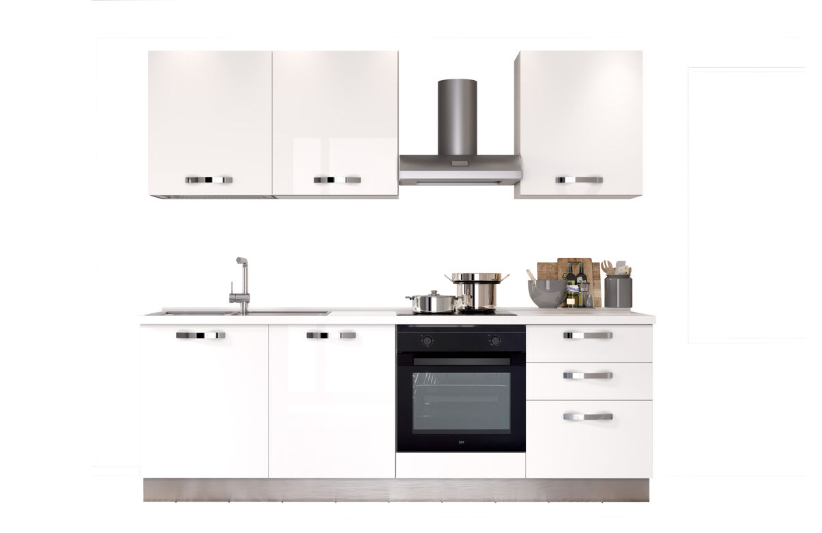 Cocina GILDA ICE izquierda blanco brillo y gris claro