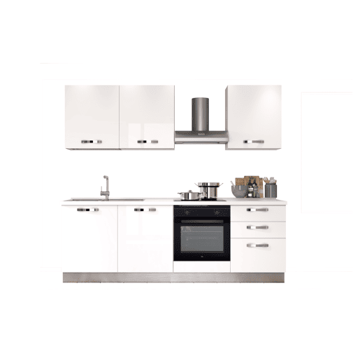Cozinha com eletrodomésticos GILDA ICE 240cm esquerda branco brilhante