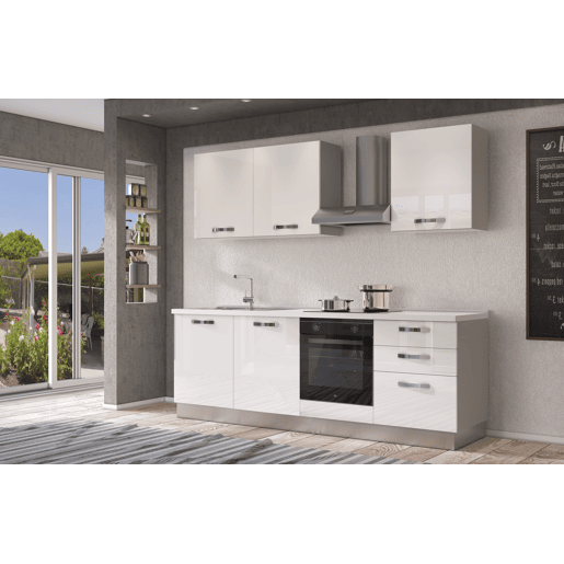 Cozinha com eletrodomésticos GILDA ICE 240cm esquerda branco brilhante