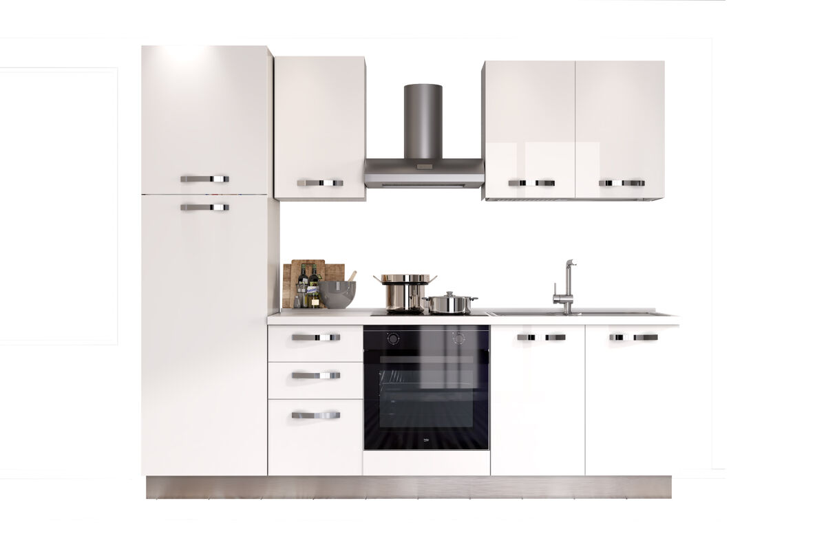 Cocina GILDA ICE derecha blanco brillo y gris claro