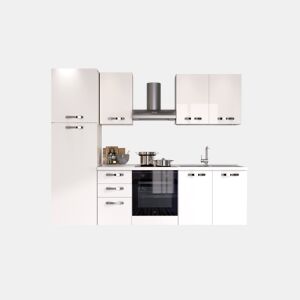 Cozinha com eletrodomésticos GILDA ICE 255cm direita branco brilhante