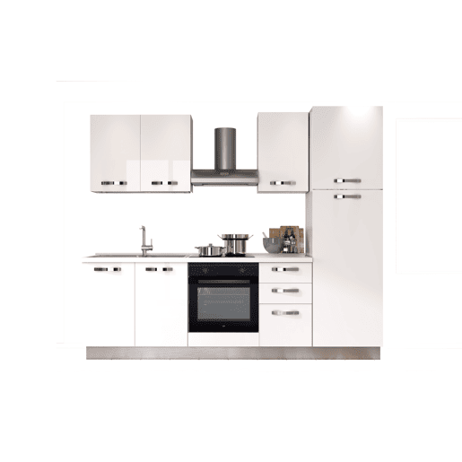 Cozinha com eletrodomésticos GILDA ICE 255cm esquerda branco brilhante