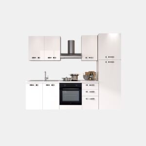 Cozinha com eletrodomésticos GILDA ICE 255cm esquerda branco brilhante