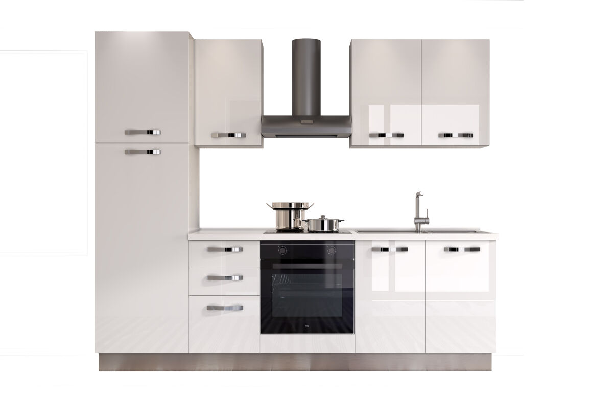 Cocina GILDA ICE derecha blanco brillo y gris claro