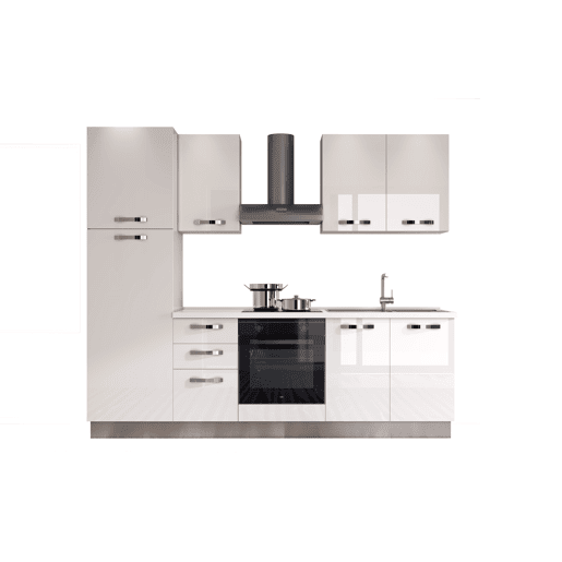 Cozinha com eletrodomésticos GILDA ICE 270cm direita branco brilhante