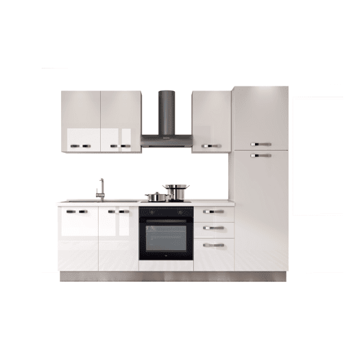 Cozinha com eletrodomésticos GILDA ICE 270cm esquerda branco brilhante