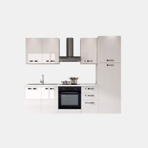 Cozinha com eletrodomésticos GILDA ICE 270cm esquerda branco brilhante