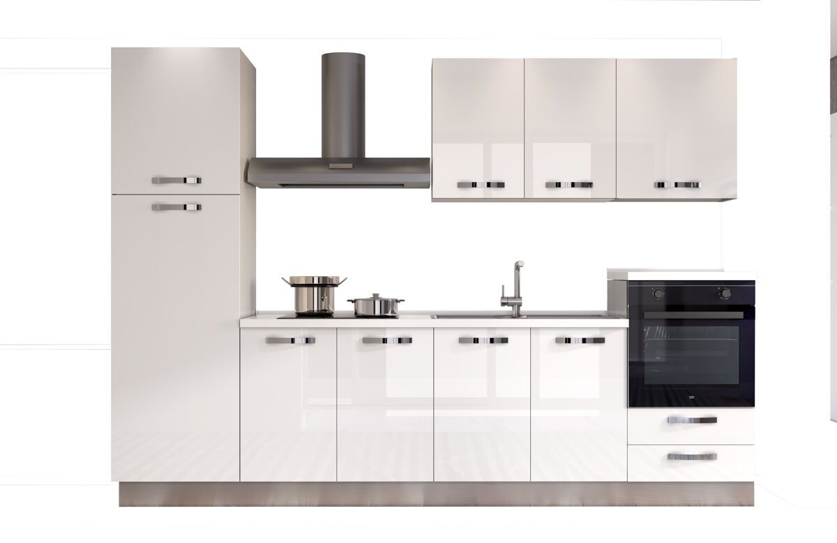 Cocina GILDA ICE derecha blanco brillo y gris claro