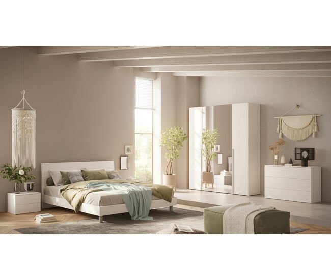 Dormitorio completo napoli espejo color blanco