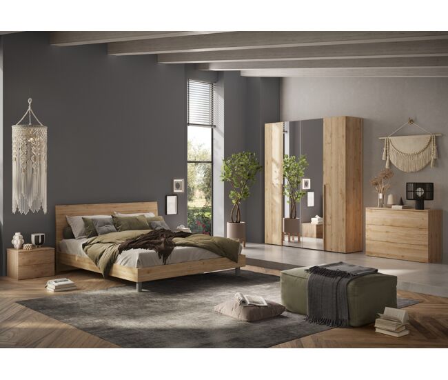 Dormitorio completo napoli espejo color roble