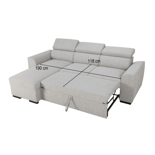 Chaise longue reversÃvel com 3 lugares e cama GUSTO cinzento Chaise longue reversÃvel com 3 lugares e cama GUSTO cinzento
