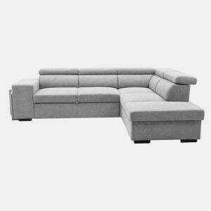 Sofá de canto com cama HOLMES reversível 4 lugares cinza claro