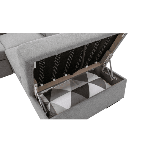 Sofá de canto com cama HOLMES reversível 4 lugares cinza claro