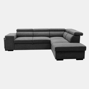 Sofá de canto com cama HOLMES reversível 4 lugares cinza escuro