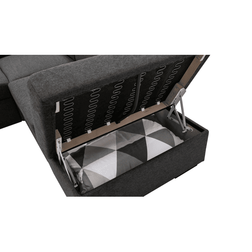Sofá de canto com cama HOLMES reversível 4 lugares cinza escuro