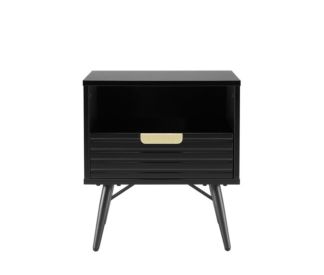 Mesita de noche emily 50x45x35cm 1 cajón y 1 hueco negro - conforama