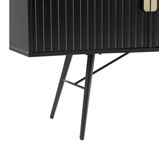 Aparador EMILY 80x150x40cm 3 gavetas e 2 portas pretas