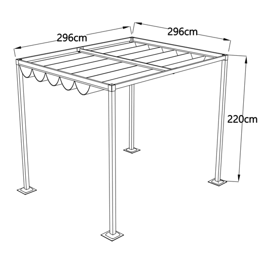 Pérgola DUNIA 220x300x300cm cor cinzento escuro