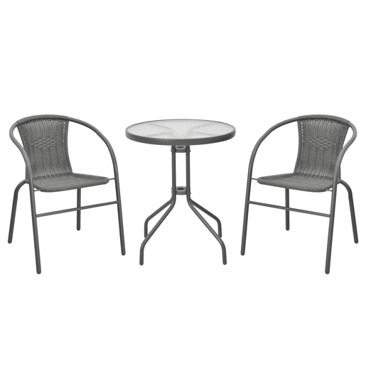 Set de jardim com mesa e 2 cadeiras WICKER cor cinzenta Set de jardim com mesa e 2 cadeiras WICKER cor cinzenta