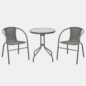 Set de jardim com mesa e 2 cadeiras WICKER cor cinzenta