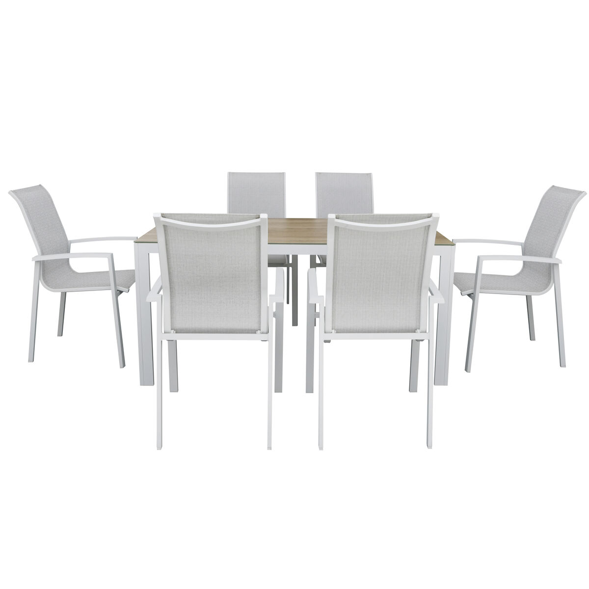 Set de jardín con mesa y 6 sillas ANZIO color gris