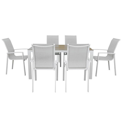 Set de jardim com mesa e 6 cadeiras ANZIO cor cinzenta