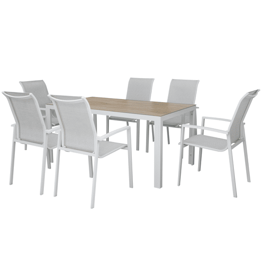 Set de jardim com mesa e 6 cadeiras ANZIO cor cinzenta Set de jardim com mesa e 6 cadeiras ANZIO cor cinzenta