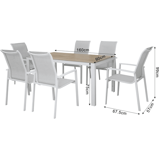 Set de jardim com mesa e 6 cadeiras ANZIO cor cinzenta Set de jardim com mesa e 6 cadeiras ANZIO cor cinzenta