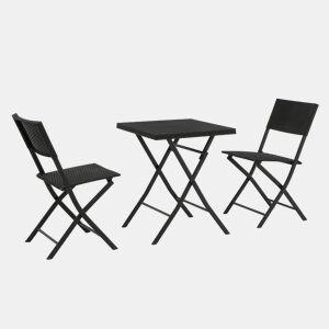 Set de jardim com mesa e 2 cadeiras KORA cinzento
