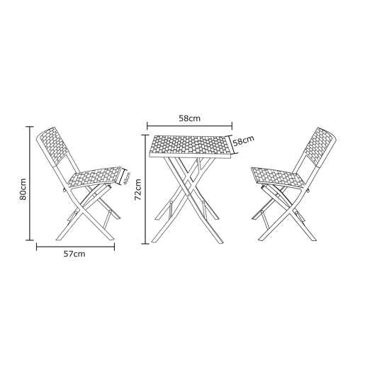 Set de jardim com mesa e 2 cadeiras KORA cinzento Set de jardim com mesa e 2 cadeiras KORA cinzento