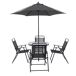 Set de jardín ROMA con mesa, 4 sillas y parasol color gris Set de jardín ROMA con mesa, 4 sillas y parasol color gris Gris