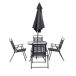 Set de jardín ROMA con mesa, 4 sillas y parasol color gris Set de jardín ROMA con mesa, 4 sillas y parasol color gris Gris