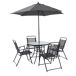 Set de jardín ROMA con mesa, 4 sillas y parasol color gris Set de jardín ROMA con mesa, 4 sillas y parasol color gris Gris