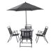 Set de jardín ROMA con mesa, 4 sillas y parasol color gris Set de jardín ROMA con mesa, 4 sillas y parasol color gris Gris